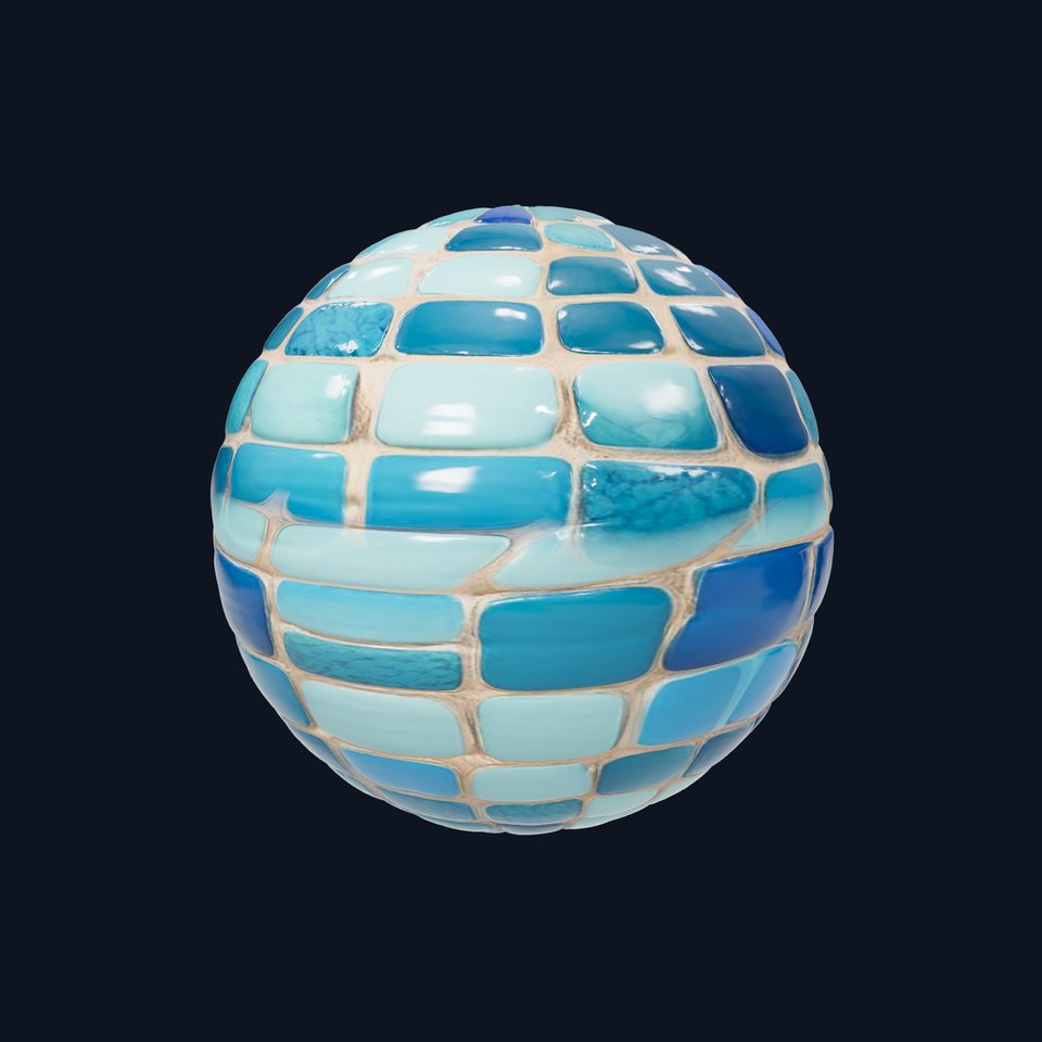 Ceramic Mosaic Tiles Turquoise HQ PBR Textures Set